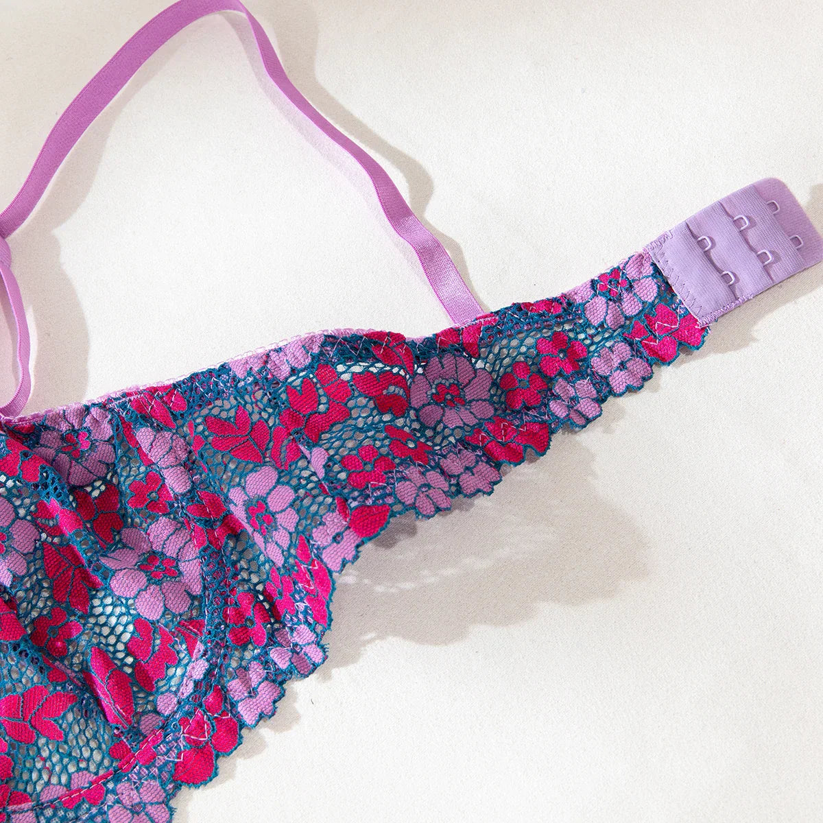 Aesthetic Floral Erotic Lingerie Set with Multi-color Lace Deluxe Comfortable Underwear with Thong