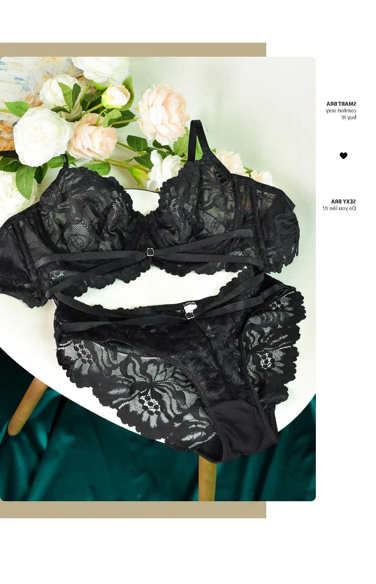 Logirlve Sexy Tоy For Women Bra Set Lingerie Push Up Brassiere Lace Embroidery Underwear Set Ultra-thin Cup Female Lingerie