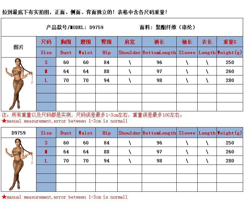 Sexy Fashionable Leopard Print Two-Piece Set Women's Clothing Hot Sale Strapless Crop Top Matching Long Pants Ensemble