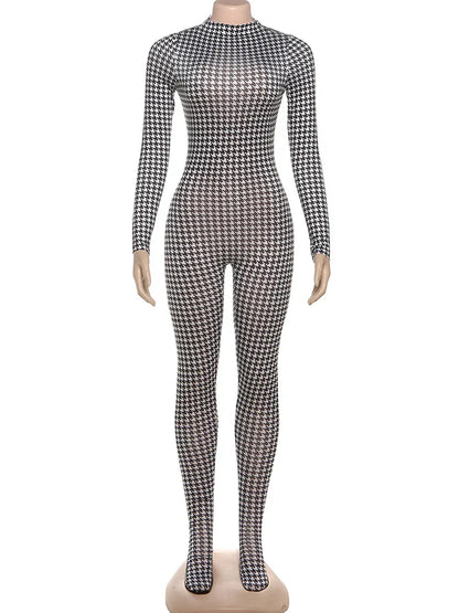 Weird Puss Sexy Foot Jumpsuit Women Snake Print Autumn Trend o-Neck Full Sleeve Stretch Skinny Street Clubwear Zip Slim Overalls