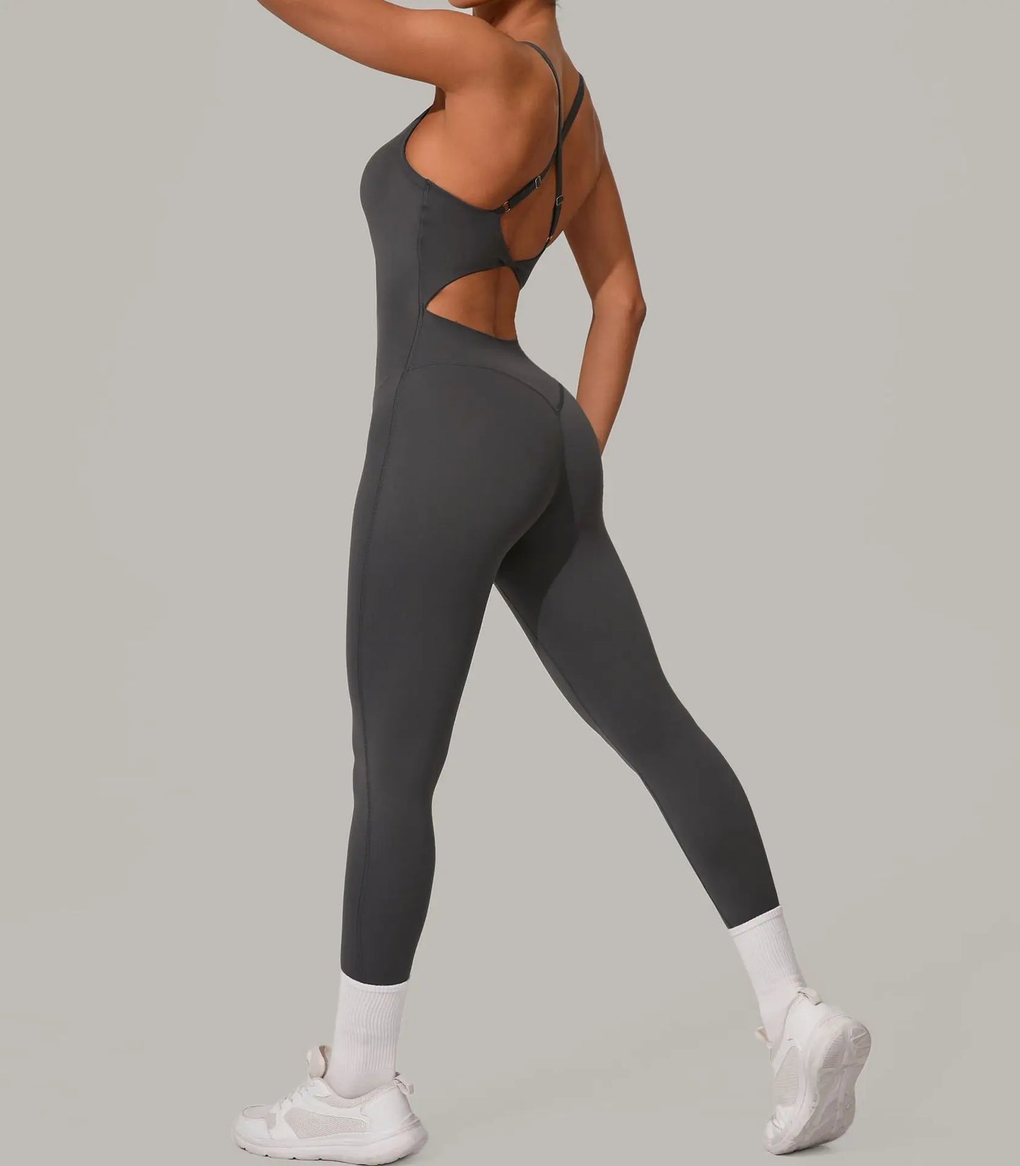 Sexy Hollow Cross Backless Sporty Tight Jumpsuit Woman Sportswear Summer One Pieces Outfit Gym Fitness Overalls Yoga Jump Suit