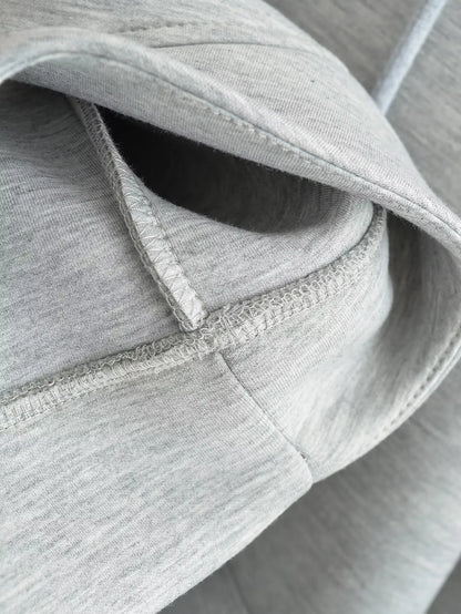 HH Autumn Women Gray Jacket With Hood Long Sleeve Big Pocket Zipper Jacket Coat Woman Loose Casual Outerwear Coat Tops