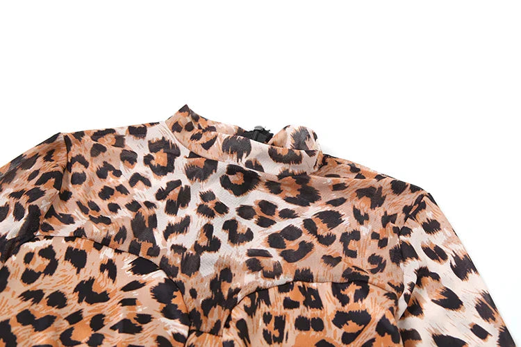 Sisterlinda Popular Leopard Jumpsuits Sexy Mesh Thin Full Sleeve Round Neck Skinny Overalls Female Classic Attractive One Piece