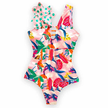 2025 New Sexy V-Neck One Piece Swimsuit Belt Swimwear Women Ruffle Monokini Push Up Swim Suit Colorful Bathing Suit Female Beach
