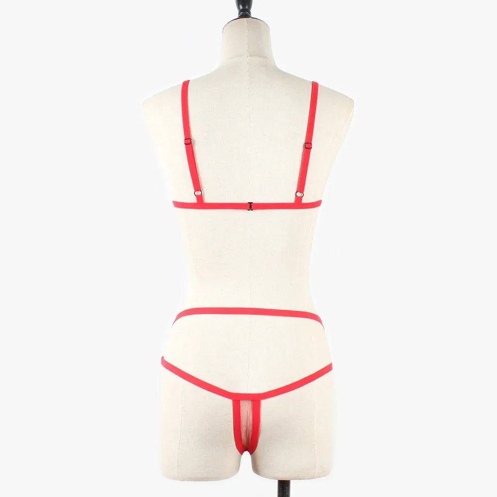 Women Sexy Lingerie Corset Solid Erotic Mesh Transparent Bra Panty Lingerie Underwear Set Lenceria Erotica Mujer Sexi Babydoll
