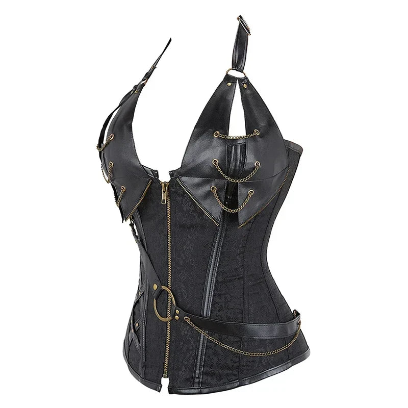Women Bustiers Corsets Medieval Viking Pirate Costume Gothic Leather Overbust Corselet Steampunk Corset Vest Bustiers