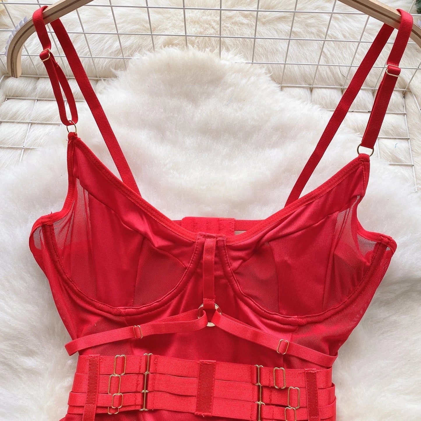 SINGREINY Women Underwear Erotic Playsuits Fashion Strap Backless Sheer Lingerie Nightwear Transpareant Hollow Out Sexy Bodysuit