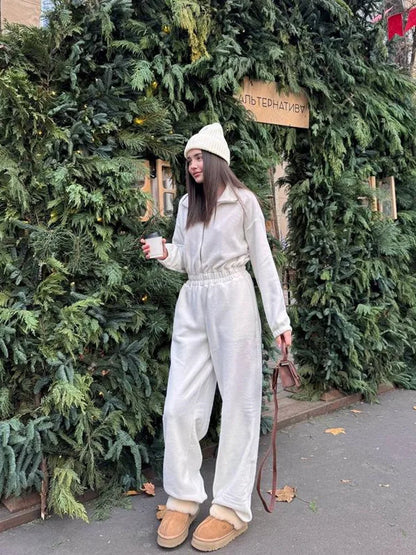 Zekye Woman Clothing New Fashion Long-sleeved Jumpsuit Women's Casual Semi-open Elastic Waist Jumpsuit Elegant Woman Jumpsuit