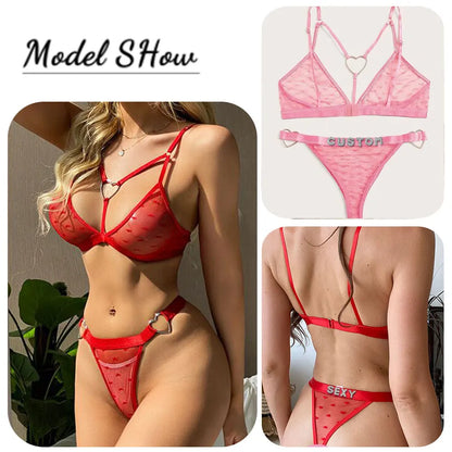 Custom Thong with Name Bikini Sets For Women Fashion Letters Customized Personalised Heart Swimwear Pool Party Body Jewelry