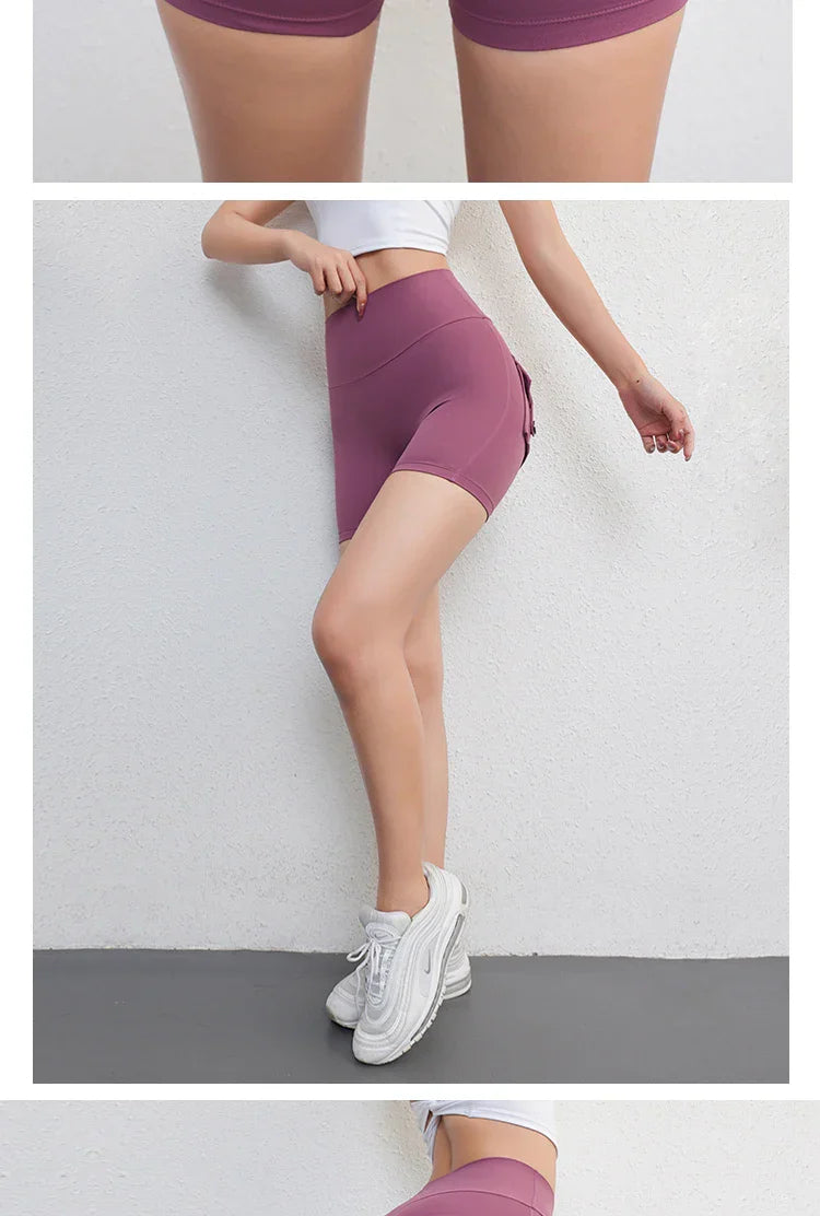 Peach Butt Fitness Shorts Women's Exercise Three-Quarter Pants Cargo Air Dry Pocket Yoga Tight Lift Summer