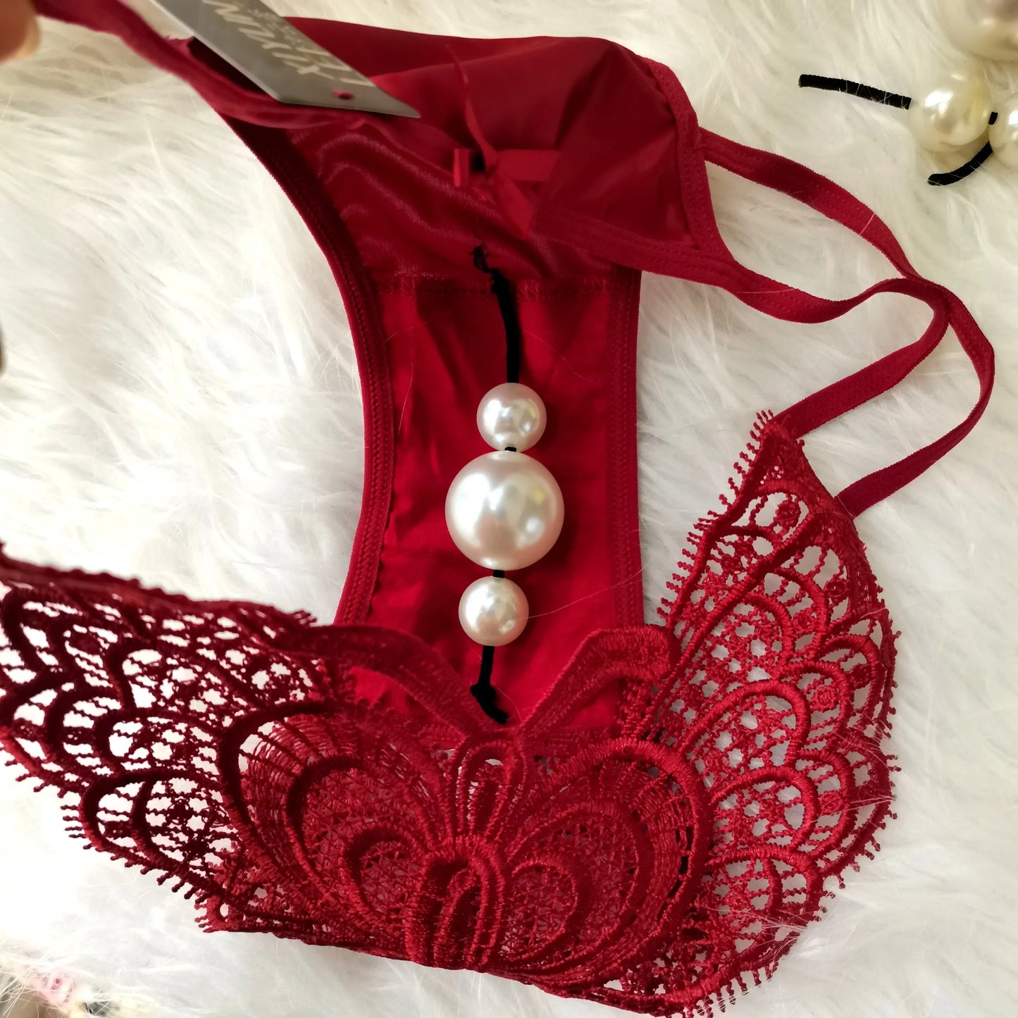 Customized Imitation Pearl Underwear Into The Body To Increase Massage Beads, Sexy Thong Tighten Briefs Thong  Panties Women