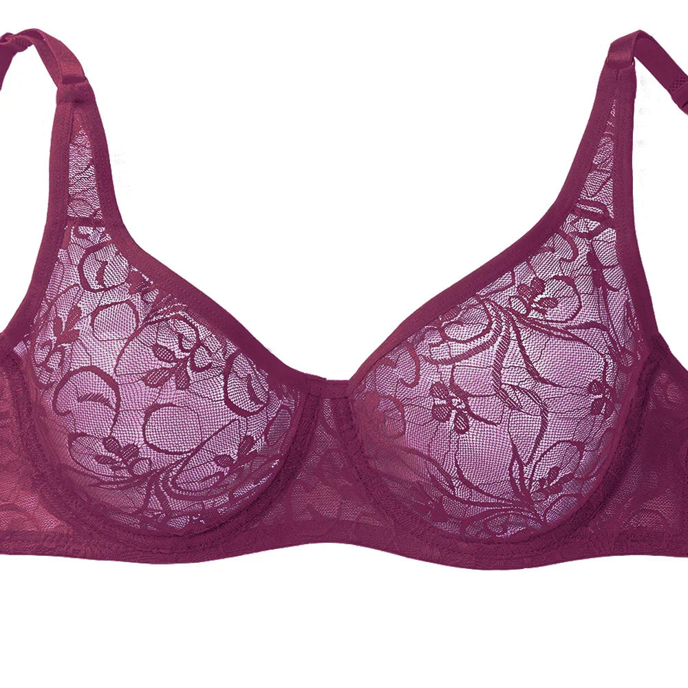 Plus Size Sexy Lace Bras For Women Underwired BH Hollow Out Bra Bralette Womens Underwear Delicate Embroidery Lingerie Brassiere