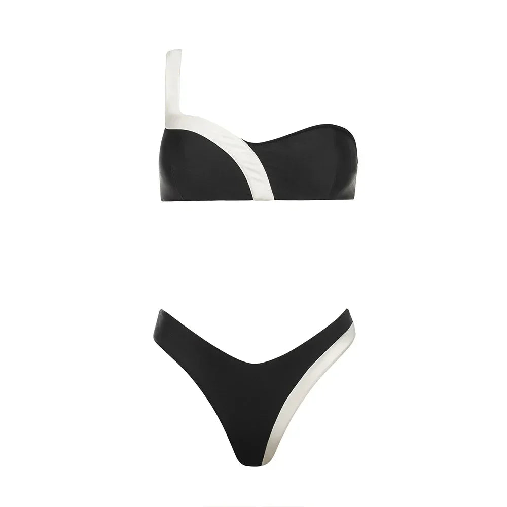 2025 Solid Thong Brazilian Bikinis Swimwear Women Swimsuit  Black White Bikini Set Bathing Suit Female Summer Beach Wear Biquini