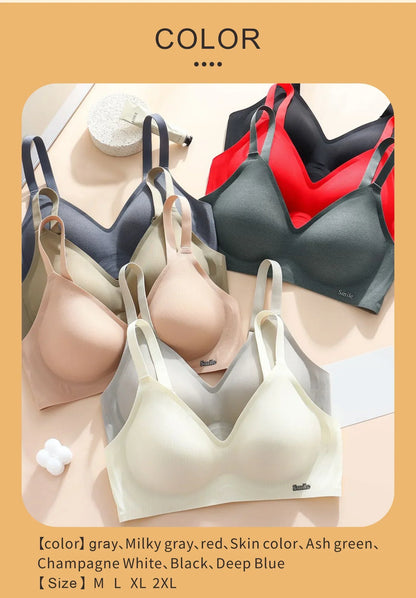 CAITING Beautiful Back Latex Cup Bra Soft Support Strips Skin-friendly Underwear For Women With Small Breasts
