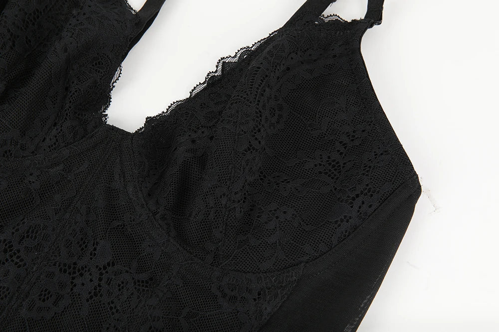 Lace Bodysuit for Women Tummy Control Shapewear Sleeveless Tops V-Neck Backless Slim Camisole Jumpsuit Shaper Party Wear Fashion