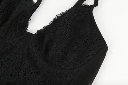 Lace Bodysuit for Women Tummy Control Shapewear Sleeveless Tops V-Neck Backless Slim Camisole Jumpsuit Shaper Party Wear Fashion