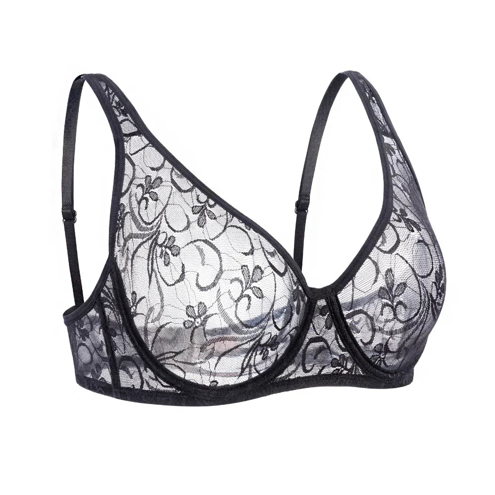 Plus Size Sexy Lace Bras For Women Underwired BH Hollow Out Bra Bralette Womens Underwear Delicate Embroidery Lingerie Brassiere