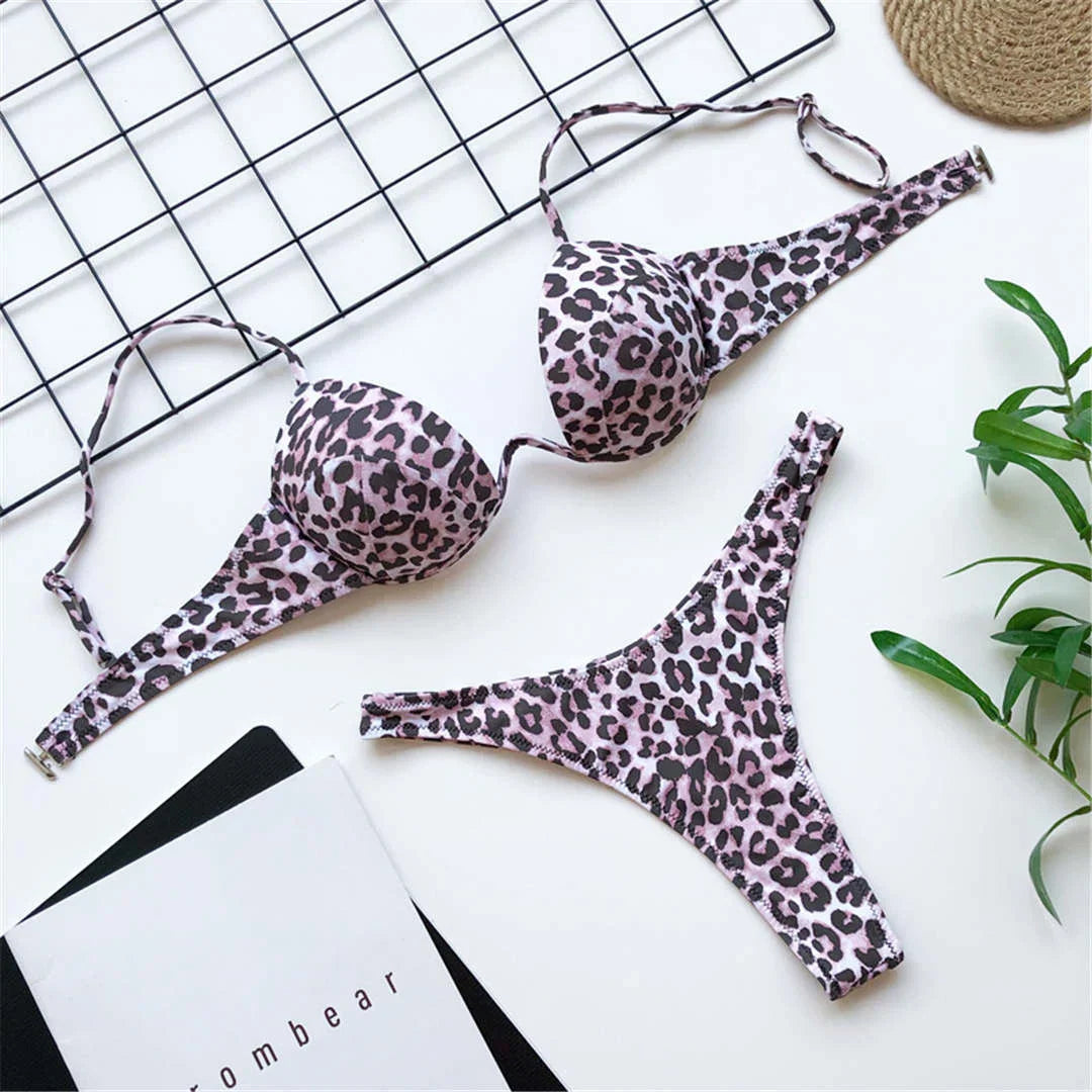 New Sexy V-bar Underwired Bra Push Up Bikini Women Swimwear Female Swimsuit Two-pieces Set V wire Bather Bathing Suit Swim V1732