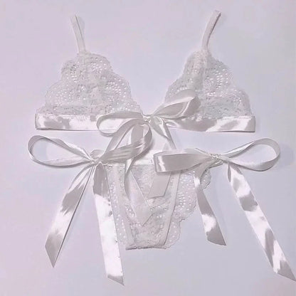 Sexy Lace Bra Brief Set Lingerie Set Women Underwear Transparent Bra Panties Sets Female Red Ultra-thin Unlined Underwear Set