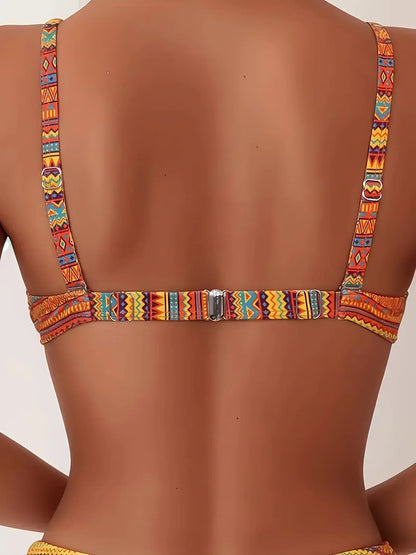 Sexy Print High Waist Bikini Women's Swimsuit Two Piece Strap Design Trendy Swimming Costume Female Fashionable Poolwear