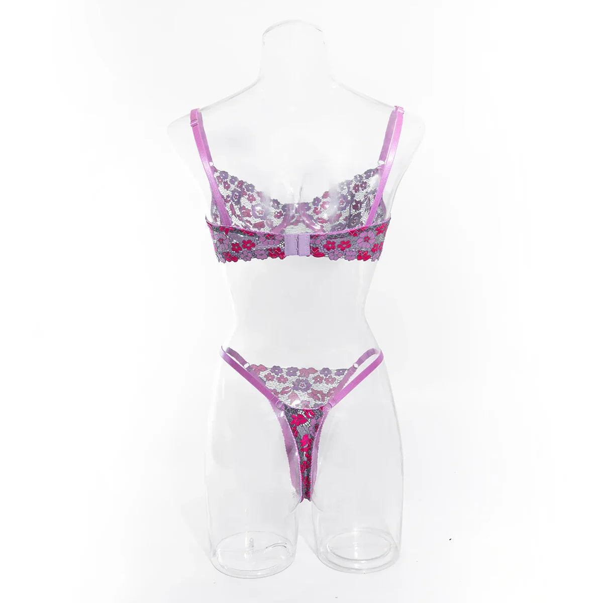 Aesthetic Floral Erotic Lingerie Set with Multi-color Lace Deluxe Comfortable Underwear with Thong