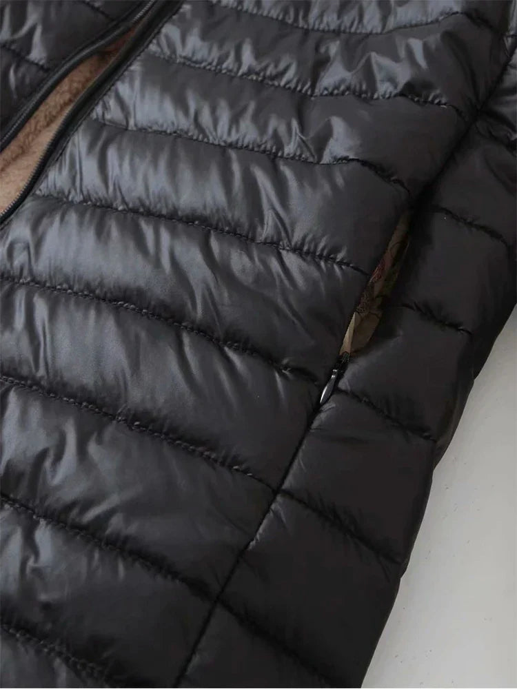 New Mid Length Korean Edition Hooded Fit Women Jackets Autumn Winter Mid-length Office Cotton Coats Warm Lamb Fleece Parkas
