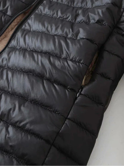 New Mid Length Korean Edition Hooded Fit Women Jackets Autumn Winter Mid-length Office Cotton Coats Warm Lamb Fleece Parkas