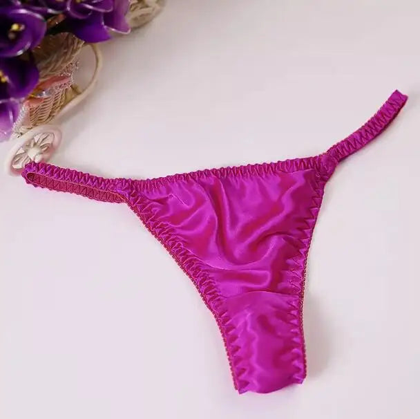 100% Mulberry silk woman briefs natural silk summer cool sexy thong lady panties