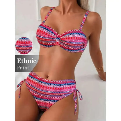 Sexy Print High Waist Bikini Women's Swimsuit Two Piece Strap Design Trendy Swimming Costume Female Fashionable Poolwear