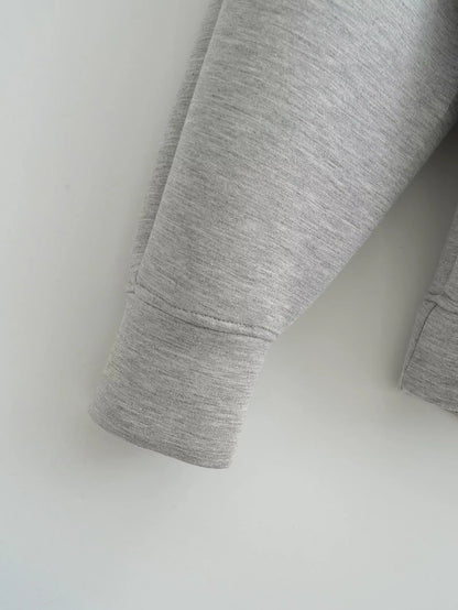 HH Autumn Women Gray Jacket With Hood Long Sleeve Big Pocket Zipper Jacket Coat Woman Loose Casual Outerwear Coat Tops