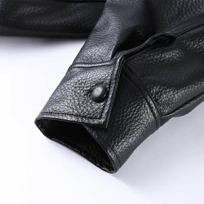 Stand Collar Women's Jacket Full Sleeve Double Button Solid Female Leather Jackets 2025 Autumn Fashion High Street Lady Outwears