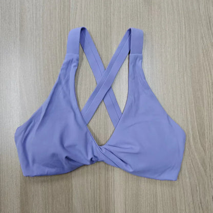 SHINBENE Women's Twist Workout Sports Bras Back Cross Padded Low Impact Fitness Bra Yoga Crop Tops