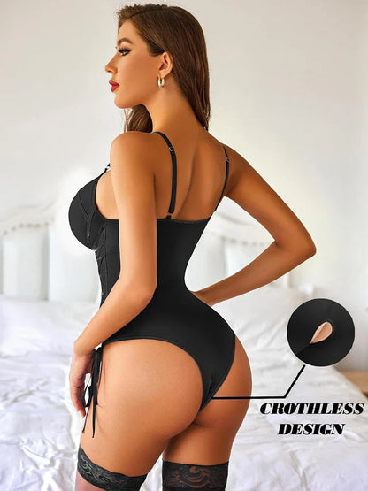 Bandage Sexy Lingerie Open Anal Bodysuit Women Corset Push Up Bra Body Femme Bondage Crotchless Teddy Underwear Erotic Costumes