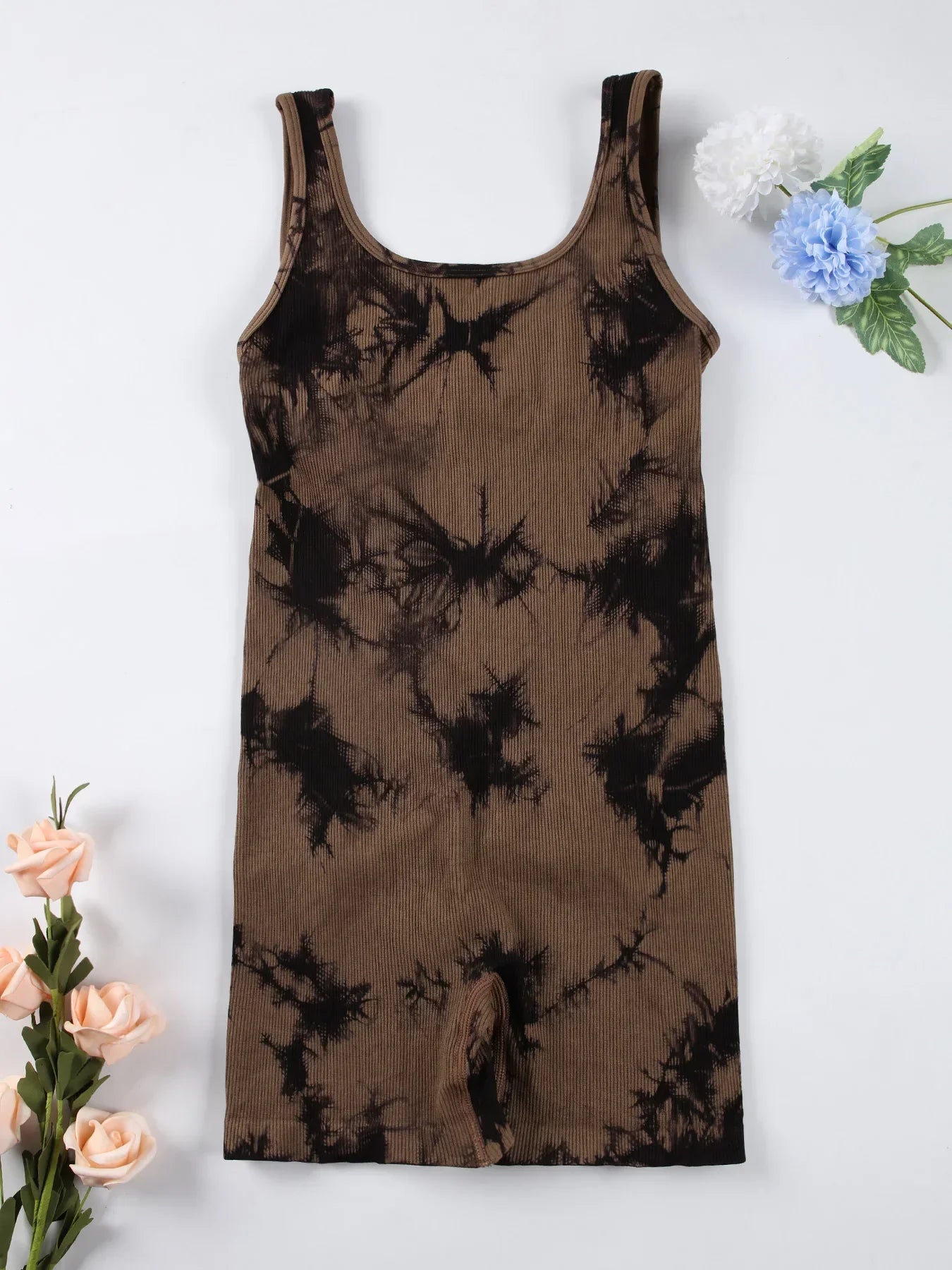 1PCS Backless Yoga Suit U Neck Sleeveless Sports Jumpsuit Solid Colour Threaded Stretch Women Bodysuit Without Bust Pads
