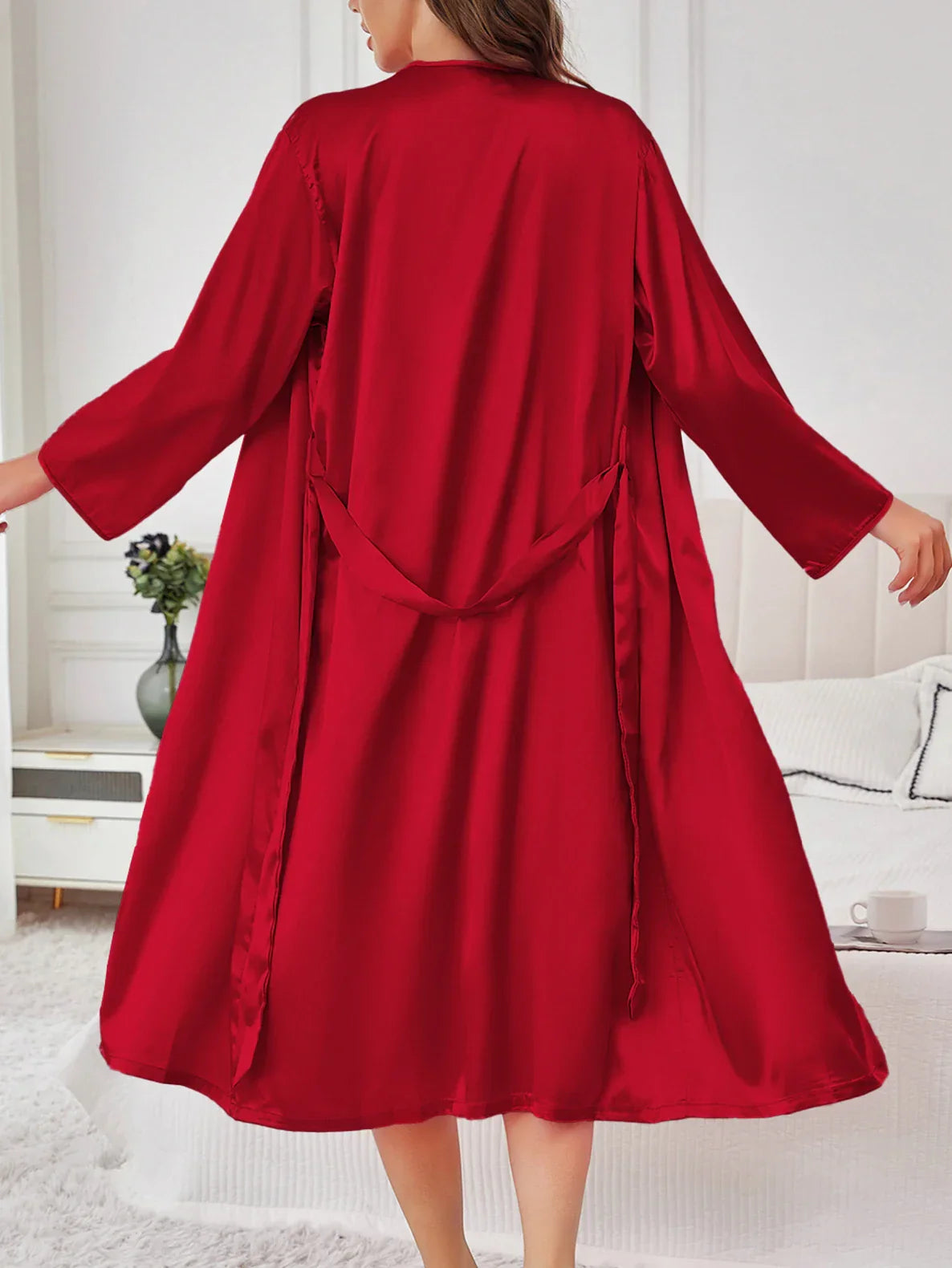 Solid Color Thin Long Sleeve Nightgown Women Summer Homewear Outerwear Draping Soft Casual Loungewear Multi Color Options