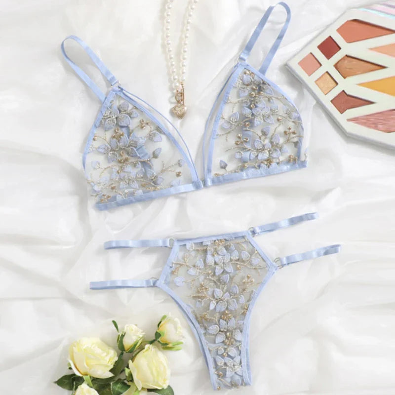 Women Lace Bra Sets Seamless Underwear Backless Vest Sexy Bralette Lingerie Ultrathin Bra & Brief Sets Female Dropshipping