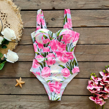 Ashgaily New One Piece Swimsuit Sexy Cartoon Printed Swimwear Women Bathing Suit Beach Backless Monokini Swimsuit Female