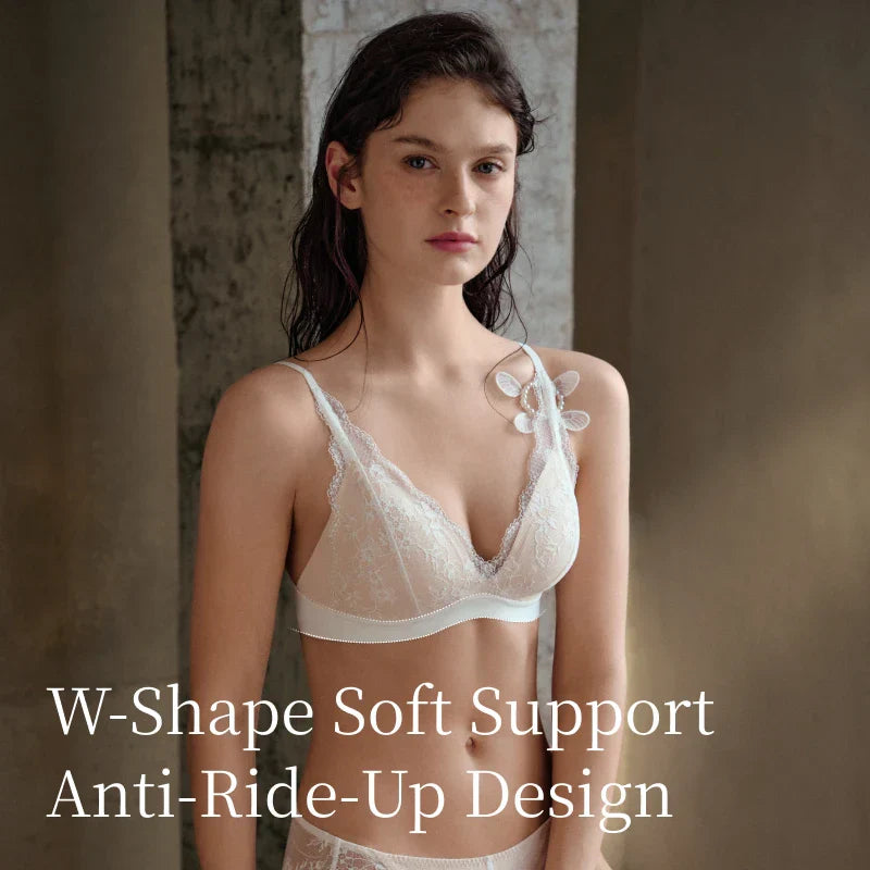 SUJIIN Sexy Push Up Lace Bras for Women Summer Wireless Plunge Deep V Small Chest Bra Lady French Breathable Lingeries MX326