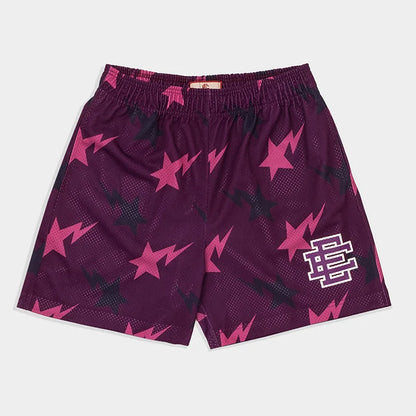 2025 New Summer EE Eric Emanuel  Basic Mesh Short Classic Floral Printed Gym Shorts Men's Gym Basketball Sports Beach Shorts