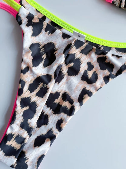 RUOTONGSEPT 2023 Sexy Spliced Swimsuit Women Swimwear Tiger Stripe Print Micro Bikini Set Brazilian Biquinis Beach Bathing Suit