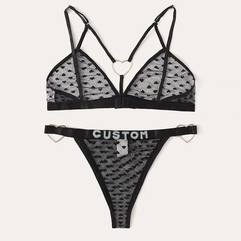 Custom Thong with Name Bikini Sets For Women Fashion Letters Customized Personalised Heart Swimwear Pool Party Body Jewelry