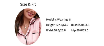 Women's Pajama Set Silk Sleepwear Suit Loungewear Pj Set Satin Long Sleeve Tops With Pants 2 Pieces Pjs Pajamas for Women Pyjama