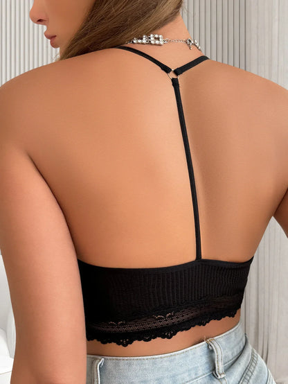 Women Sexy Camisoles Backless Tanks Lace Mesh Brassiere Female  Ribbed Women Bras Fashion Breathable Women Underwear Lingerie