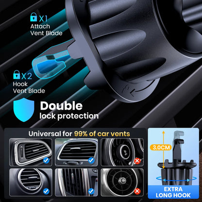 TOPK Magnetic Car Phone Mount - 6 N52 Strong Magnets Air Vent Holder,360°Rotation Universalfor iPhone17 & All Mobile Phones
