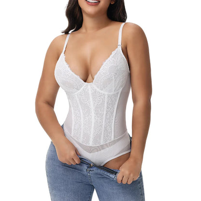 Lace Bodysuit for Women Tummy Control Shapewear Sleeveless Tops V-Neck Backless Slim Camisole Jumpsuit Shaper Party Wear Fashion