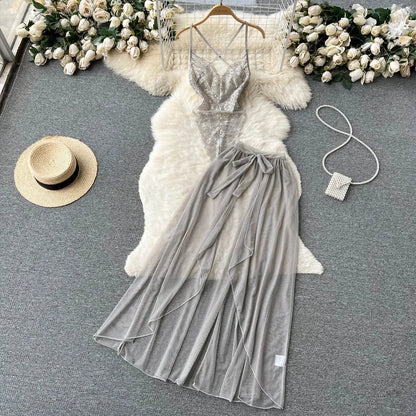 Sexy Lace Gauze Patchwork Strap Bodysuit Hollow Sleeveless Slim backless Women Erotic Lingerie Hotsweet Bow Night Maid Cosplay