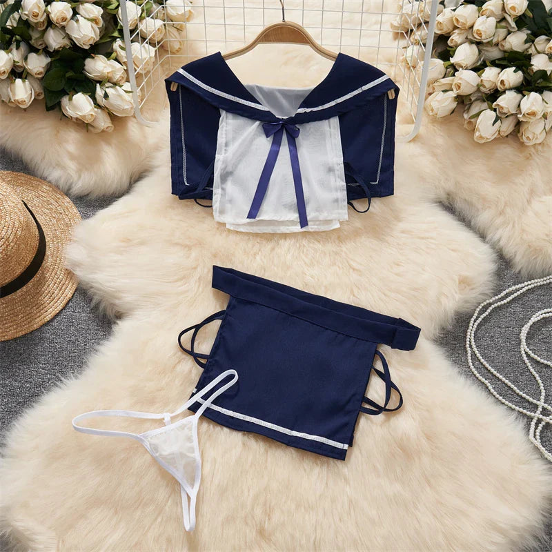 Sexy Lace Gauze Patchwork Strap Bodysuit Hollow Sleeveless Slim backless Women Erotic Lingerie Hotsweet Bow Night Maid Cosplay