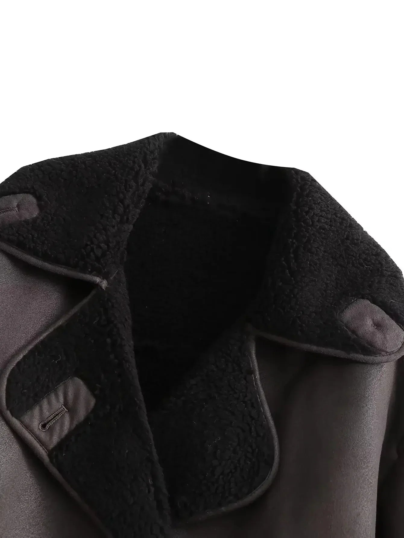 MUJER Faux Leather Jackets for Women Winter Warm Bomber Jacket Woman Long Sleeve Womens Coats Plush Oversized Women's Jackets