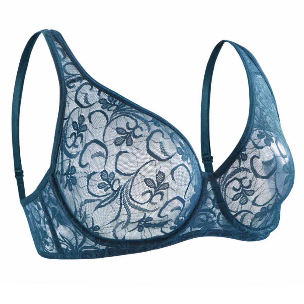 Plus Size Sexy Lace Bras For Women Underwired BH Hollow Out Bra Bralette Womens Underwear Delicate Embroidery Lingerie Brassiere