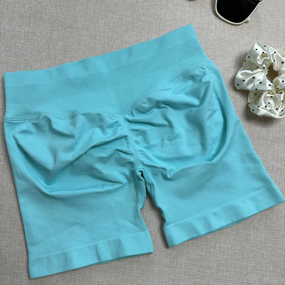 Seamless Shorts Ribbed Yoga Shorts Women Flex Scrunch Bum Gym Shorts Booty Running Short Butt Lifting Workout Pants